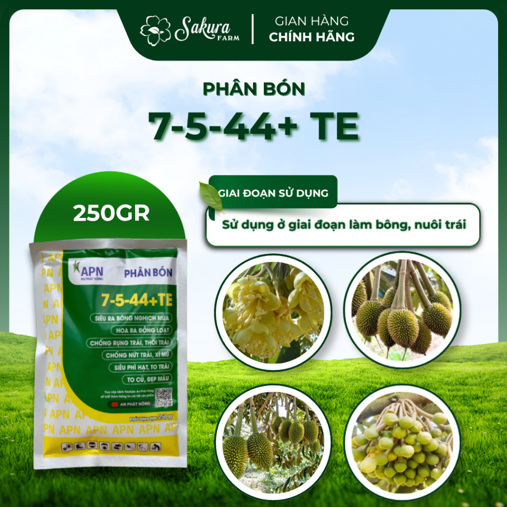 Phân Bón 7-5-44+ TE Cho Sầu Riêng và Cây Trồng Khác