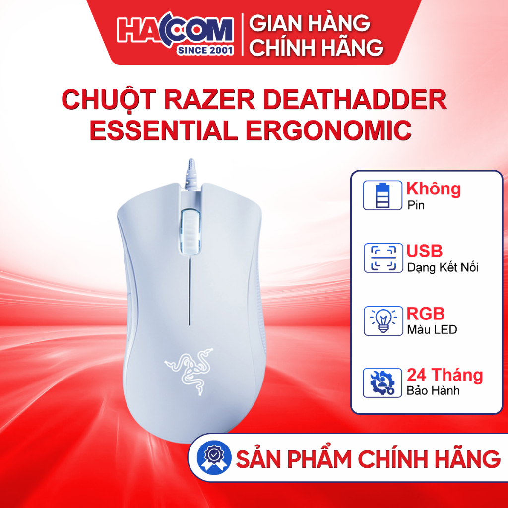 Chuột Có Dây Razer Death Adder Essential Ergonomic - BH 24 Tháng HACOM PC
