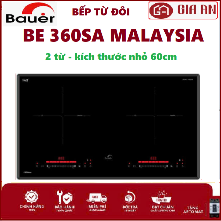 Bếp từ đôi Bauer BE 360SA - bếp điện từ kích thước nhỏ chínhhãng . bếp từ âm bàn cao cấp nhập khẩu n