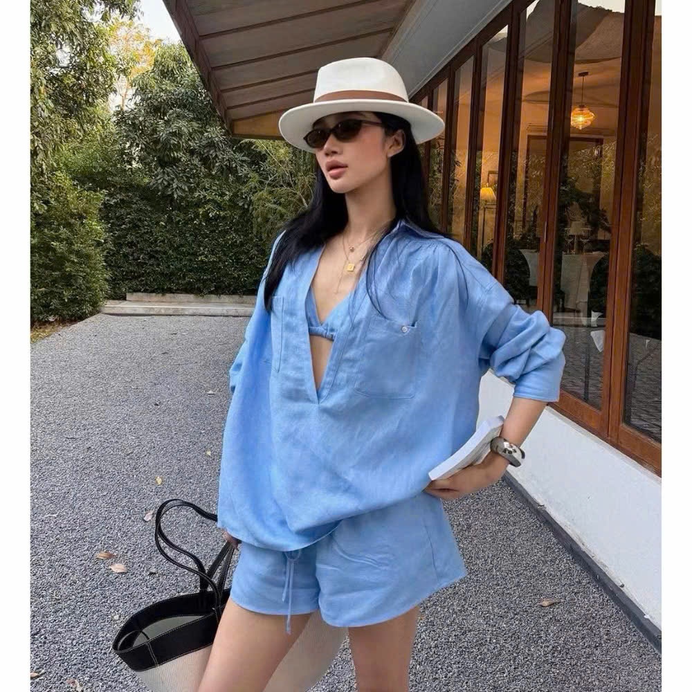𝗔𝗻 𝗦𝗲𝘁 𝗟𝗶𝗻𝗲𝗻 - |BEELY| - Set Linen 3 món có Bra
