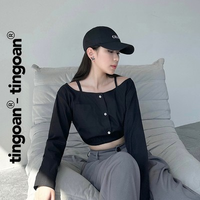 [ KOL ] TINGOAN® - Áo somi trễ vai hai dây chun bo gấu RINA TOP