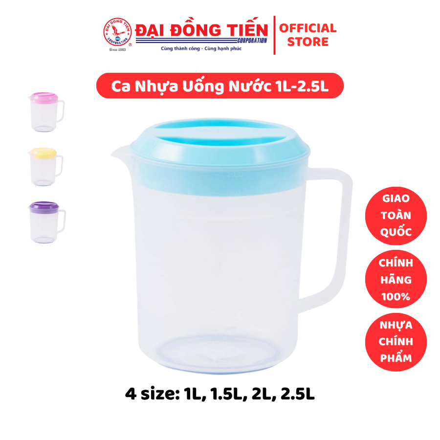 Ca Nhựa Uống Nước 1L, Ca Nhật Nhựa PP Chính Phẩm Đựng Nước Trong Suốt Có Nắp 1000ml-2500ml - Đại Đồn