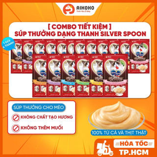 【COMBO TIẾT KIỆM】Súp Thưởng Silver Spoon Dạng Thanh 56g - Làm Từ 100% Cá Thịt Thật - Aikoko