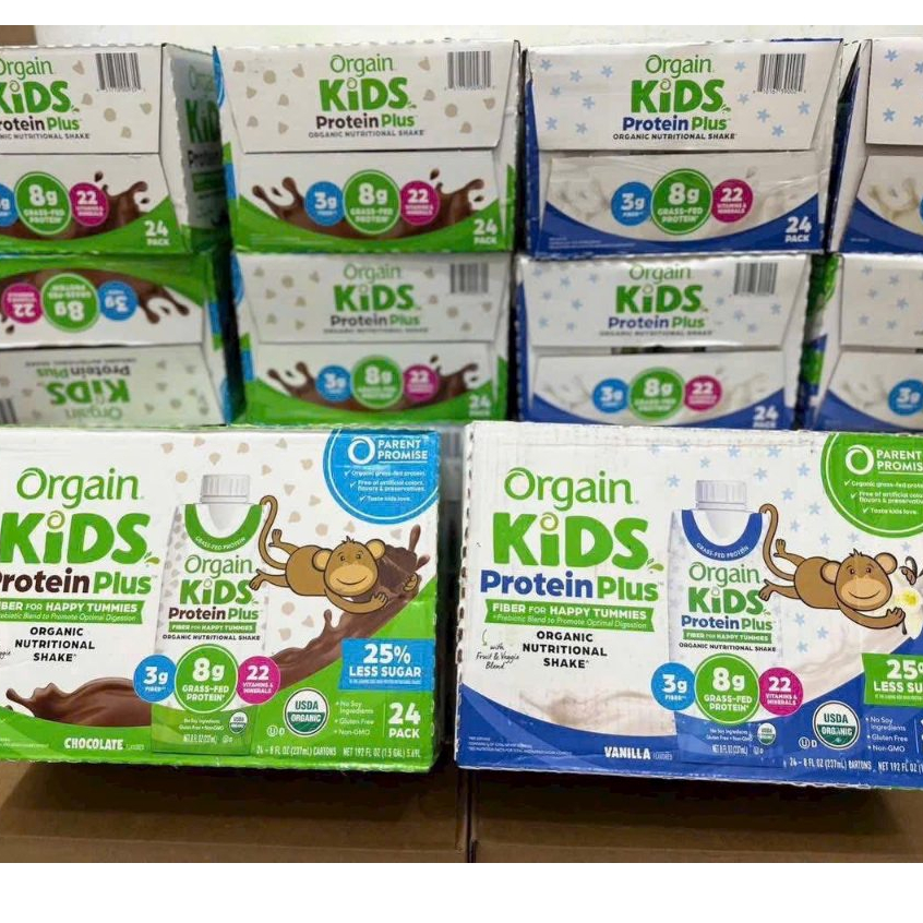 Sữa Nước Hữu Cơ Orgain Kids Protein Organic Mỹ Thùng 12 Hộp - Sữa Khỉ Mỹ