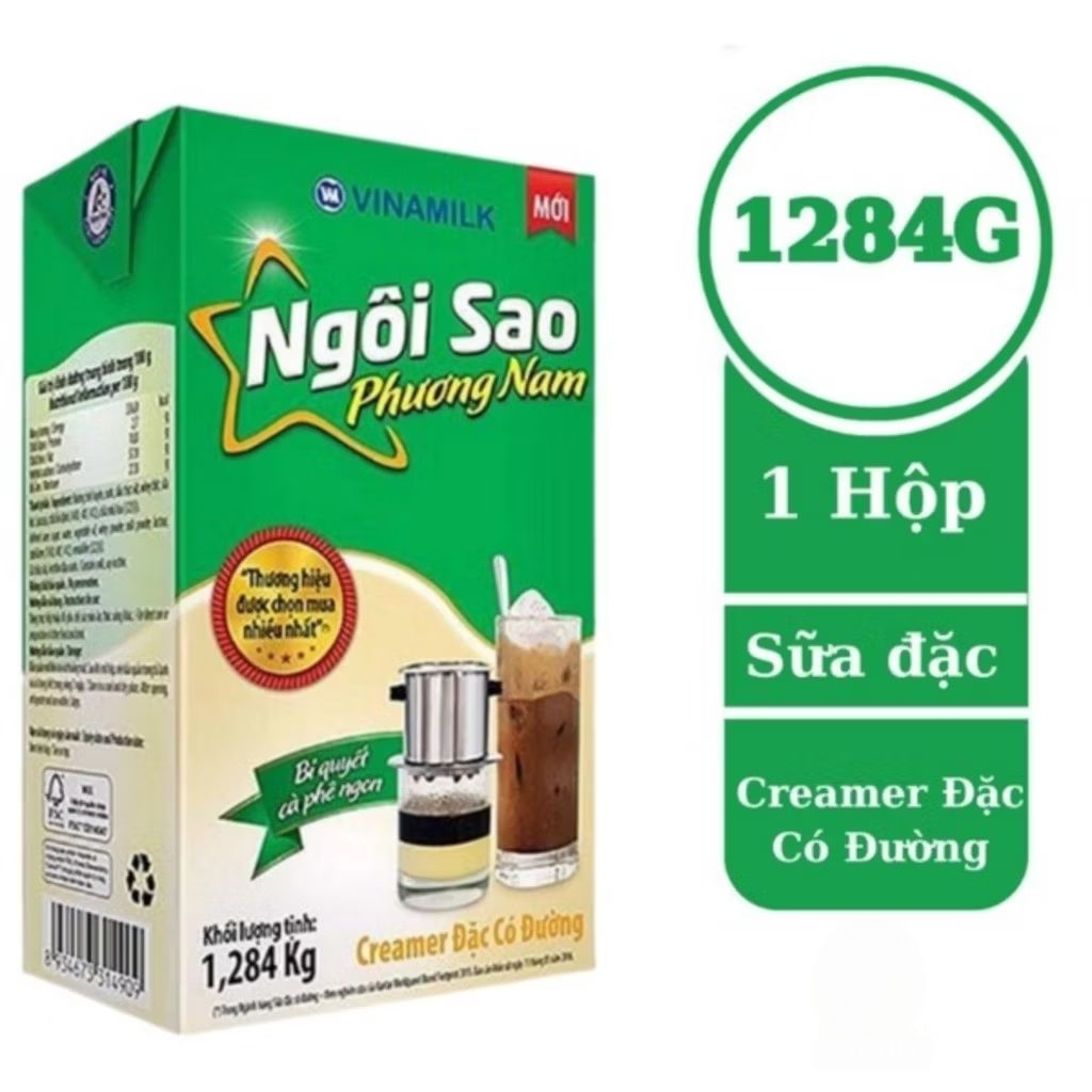 Sữa Đặc VINAMILK NGÔI SAO PHƯƠNG NAM XANH LÁ 1284g (12 Hộp x 1284g)