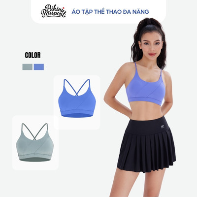 Áo tập gym, yoga, chạy bộ, pickleball, thể thao đa năng BIKINI PASSPORT may chéo tặng MÚT - BG117