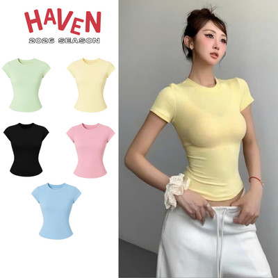 Áo thun ôm body mùa hè Haven Studio chất thun borip cotton co giãn thoải mái tôn dáng freesize 5 màu