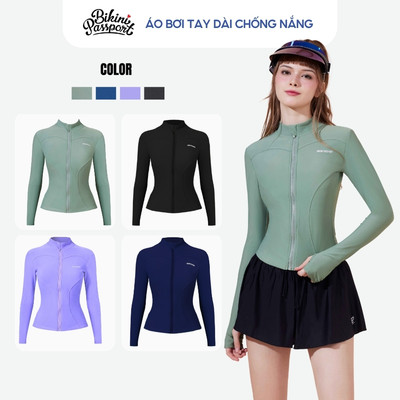 Áo bơi kín nữ tay dài có khoá chống nắng đi dã ngoại - Bikini Passport - BS525_MS