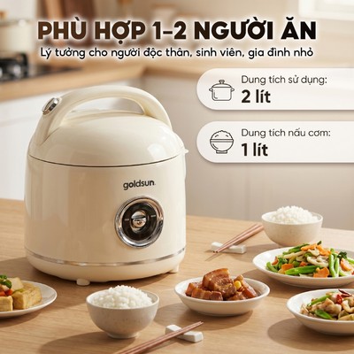 Nồi Cơm Điện Goldsun GRC5016 Dung Tích 1L Lòng Nồi Dày Phủ Chống Dính Ceramic