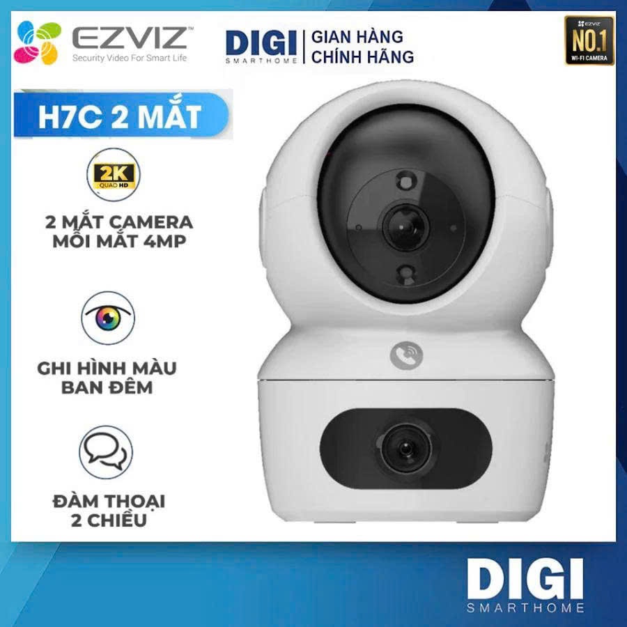 Camera Wifi EZVIZ 2 Mắt H7C 8MP 2K+ (4MP + 4MP) Cao Cấp, Xoay 360 Độ - Đàm Thoại 2 Chiều - Báo Động 