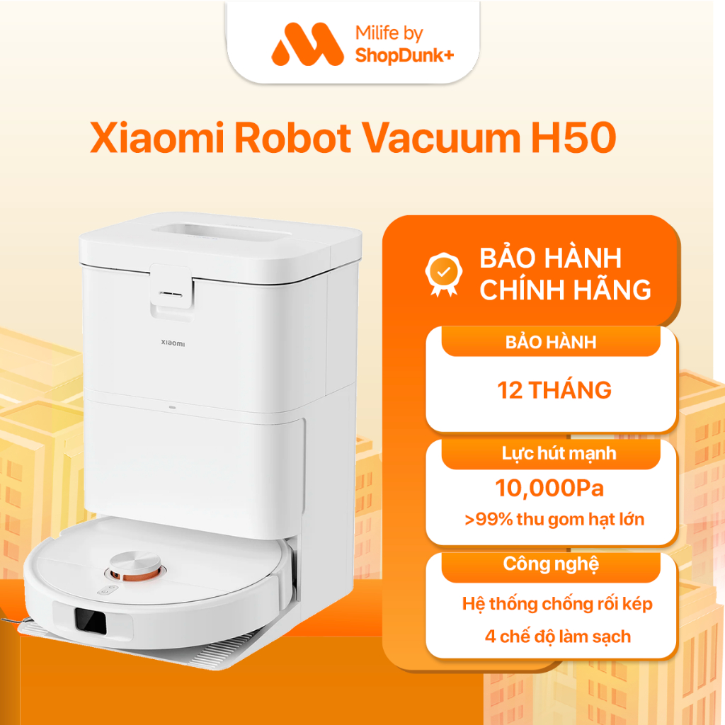 Robot hút bụi lau nhà Xiaomi Vacuum H50/H50 Pro EU- Chính Hãng Bảo Hành 12 Tháng