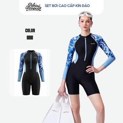 Đồ bơi một mảnh nữ tay dài bảo vệ da đi biển - Bikini Passport - BS538_NV
