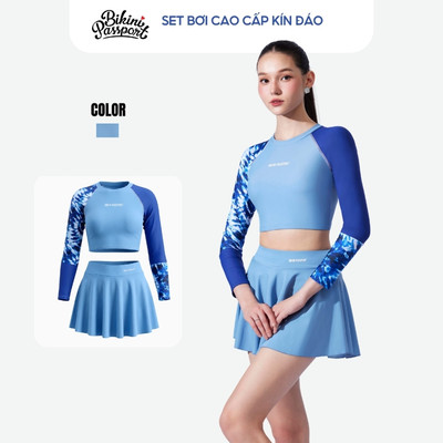 Bộ bikini nữ croptop tay dài năng động đi biển - Bikini Passport - BS539_NV