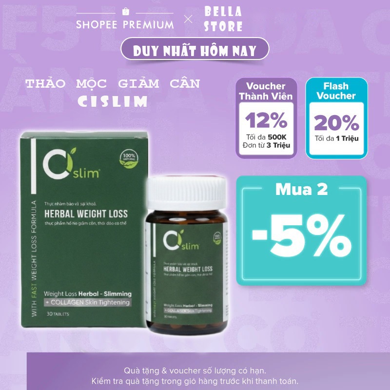 Viên Uống Giảm Cân Ci Slim Thảo Mộc hỗ trợ kiểm soát cân nặng nhanh cấp tốc an toàn hiệu quả