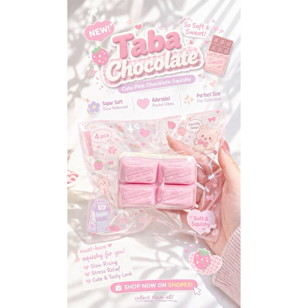 ĐỌC KỸ MÔ TẢ 🍬🍭 Squishy Chocolate Bar Pink Squishy Rare Squishy Slow Rising Squishy Soft Kawaii Squi