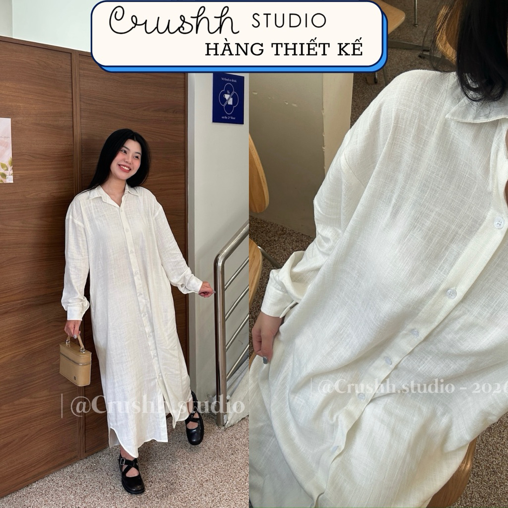 [CRUSHH STUDIO - HÀNG THIẾT KẾ] NORA DRESS - Đầm sơ mi linen suông