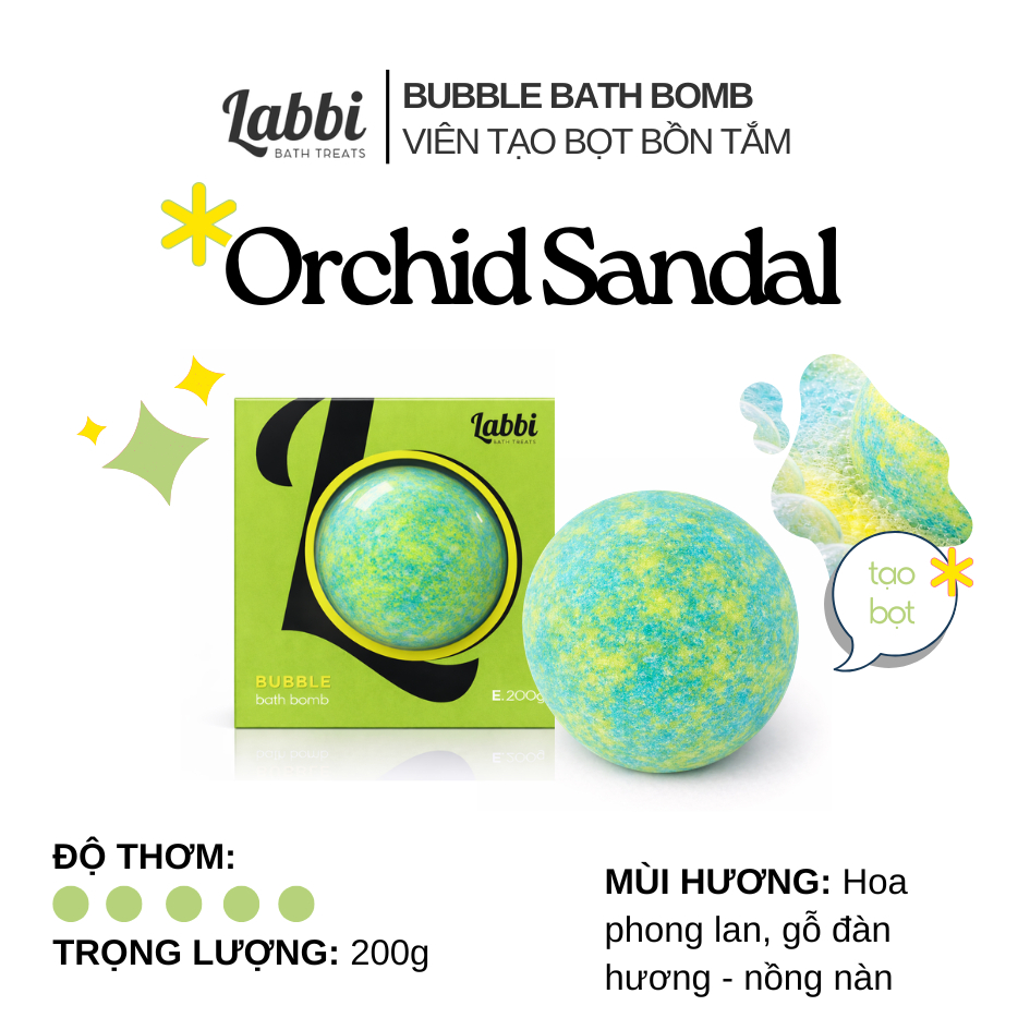 Viên tạo bọt bồn tắm ORCHID SANDAL  [Labbi] Bubble Bath bomb / Viên tạo bọt bồn tắm dưỡng da / Bom t