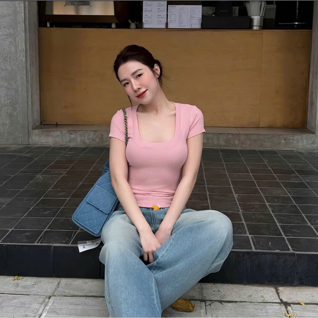 Áo Cộc Cổ Vuông COCOLEN - Chất Liệu Cotton Rib Hàn Dày - Cao Cấp Co Giãn Thoáng Mát Gợi Cảm - Mặc 4 Mùa - A061 | BigBuy360 - bigbuy360.vn
