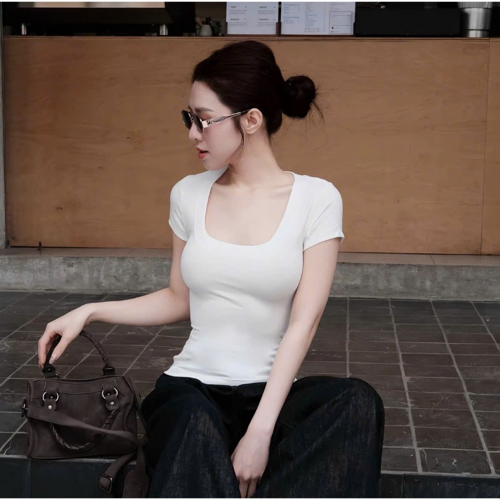 Áo Cộc Cổ Vuông COCOLEN - Chất Liệu Cotton Rib Hàn Dày - Cao Cấp Co Giãn Thoáng Mát Gợi Cảm - Mặc 4 Mùa - A061 | BigBuy360 - bigbuy360.vn