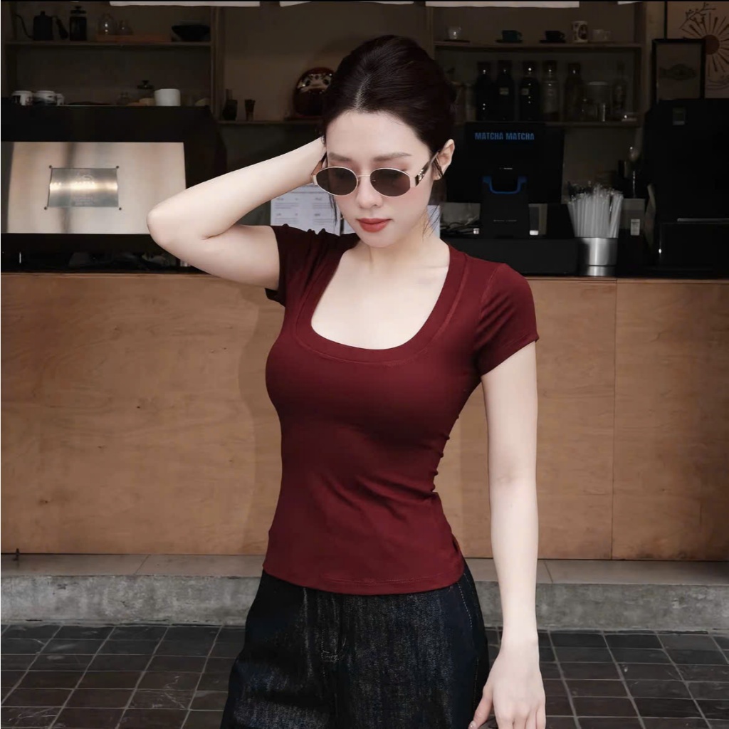 Áo Cộc Cổ Vuông COCOLEN - Chất Liệu Cotton Rib Hàn Dày - Cao Cấp Co Giãn Thoáng Mát Gợi Cảm - Mặc 4 Mùa - A061 | BigBuy360 - bigbuy360.vn