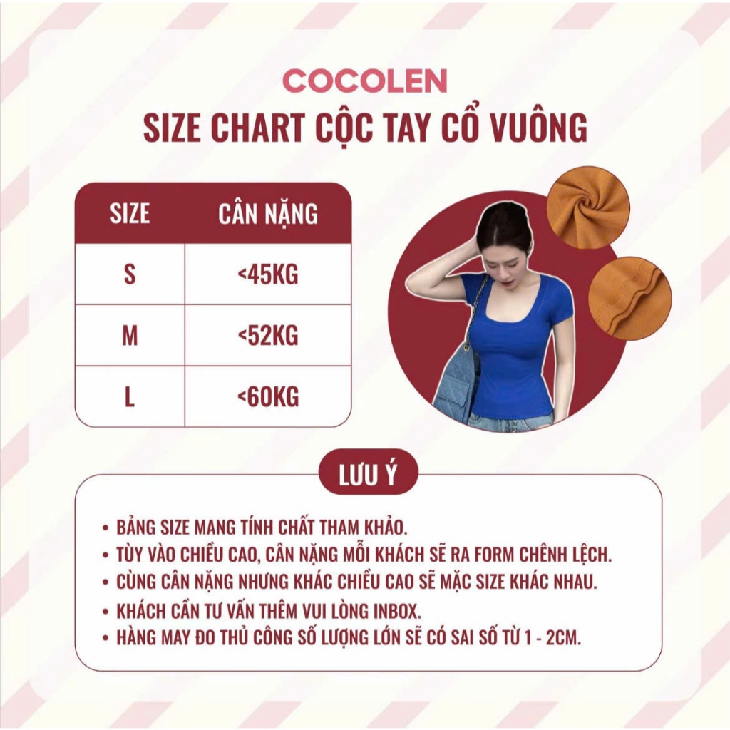 Áo Cộc Cổ Vuông COCOLEN - Chất Liệu Cotton Rib Hàn Dày - Cao Cấp Co Giãn Thoáng Mát Gợi Cảm - Mặc 4 Mùa - A061 | BigBuy360 - bigbuy360.vn
