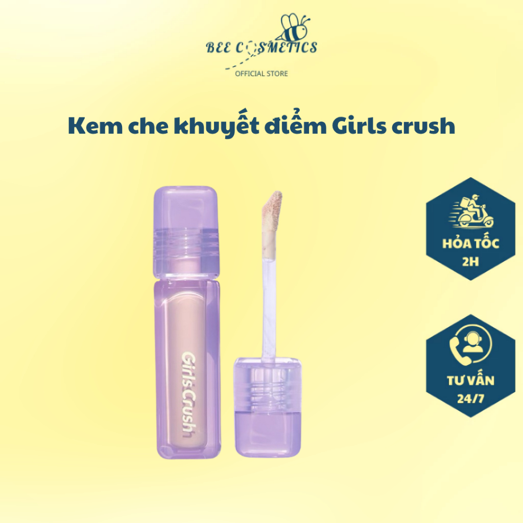 [GIRLS CRUSH] Kem Làm Sáng Che Khuyết Điểm Girls Crush Matte Velvet Concealer Mỏng Mịn 8g Bee Cosmet
