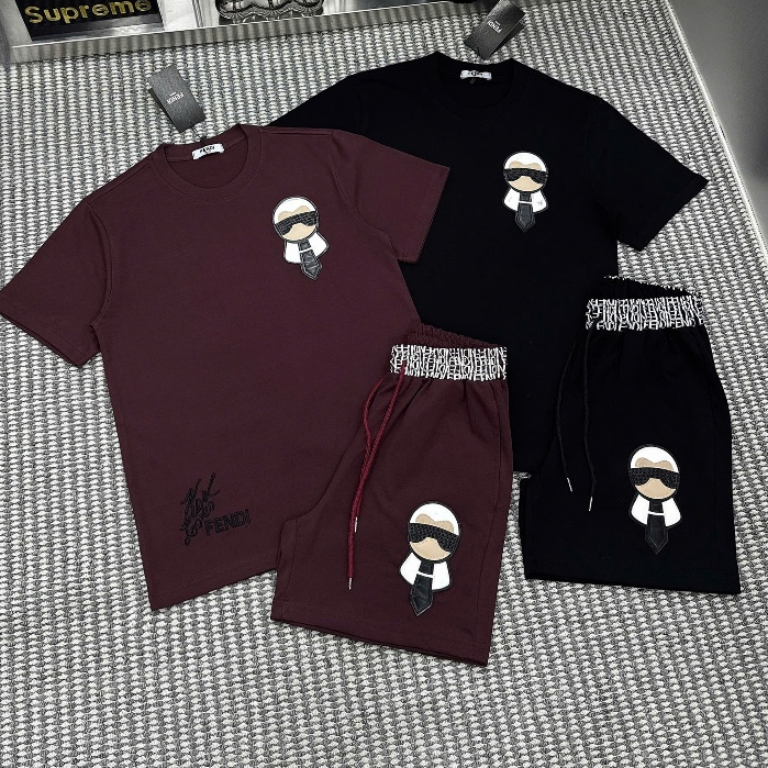 Sét Bộ Cộc Thể Thao Nam In Fen Di ❤ Set Bộ Cộc Nam Nữ Mùa Hè Vải COTTON Thêu ông Già Fen Di