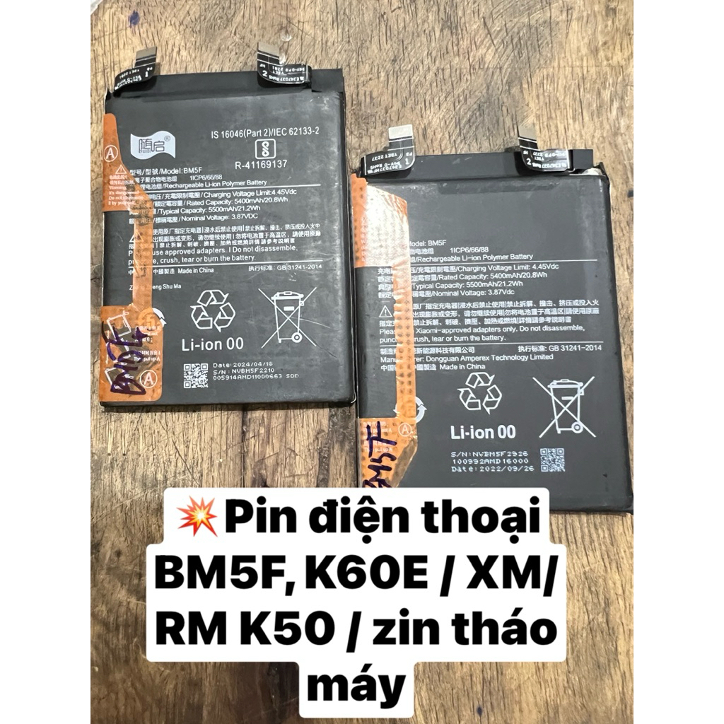 💥Pin điện thoại BM5F, K60E / XM/RM K50 / zin tháo máy