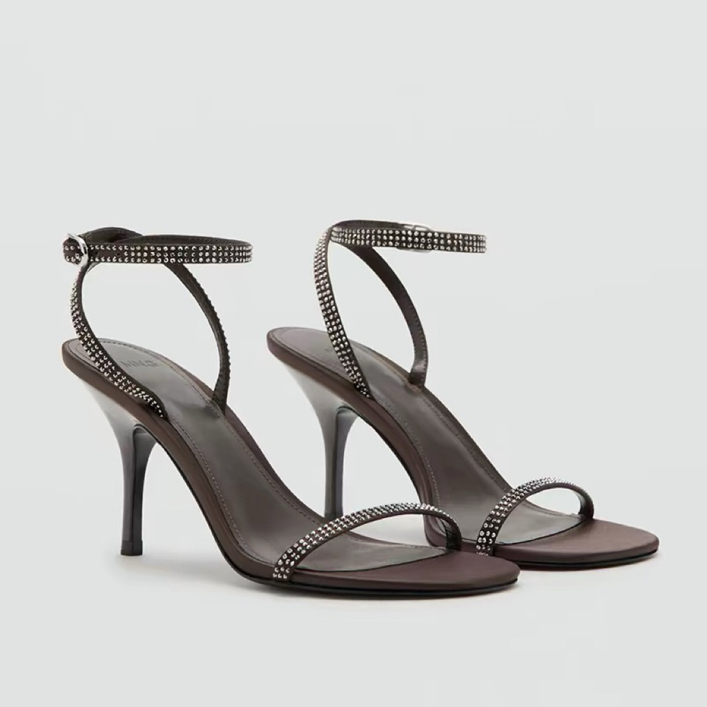 Sandal MNG nâu quai đá 7cm (G48)
