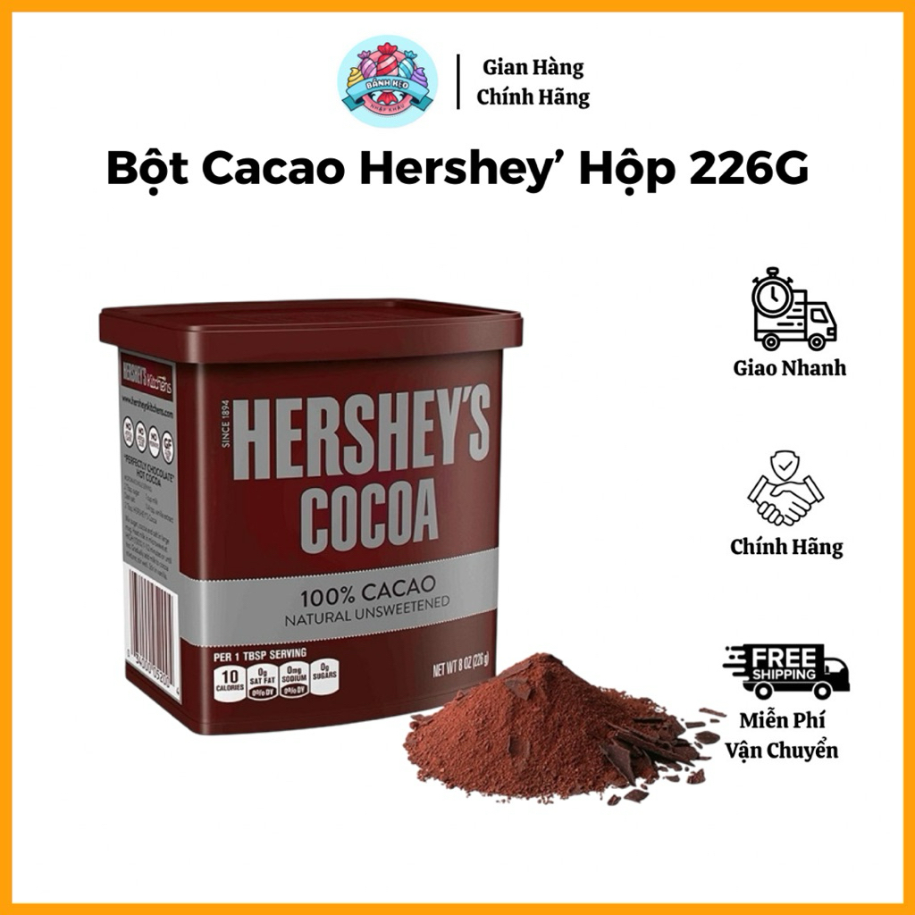 Bột Cacao Hershey’s 226g Nguyên Chất – Cacao Nguyên Chất Mỹ Pha Uống, Làm Bánh, Eat Clean