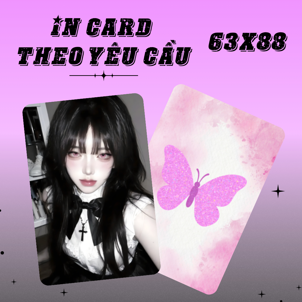 In Card Bo Góc Theo Yêu Cầu 63x88mm 9Card - Cán Bóng/Mờ/Plastic/Kim Tuyến - 1 Mặt/2 Mặt | Moonprint