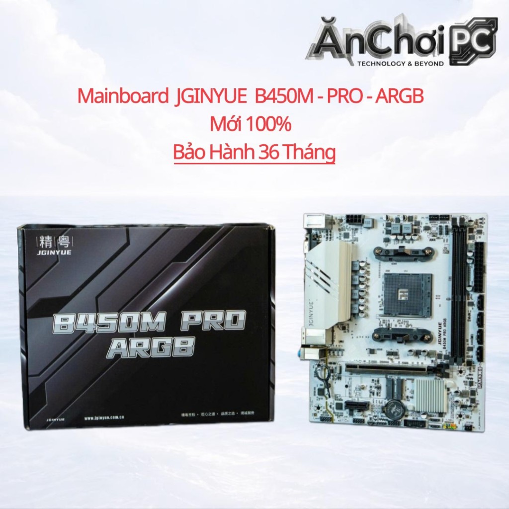 Main JGINYUE B450M-PRO-ARGB – Bo Mạch Chủ Hiệu Năng Cao , Mới 100%, Hỗ Trợ Ryzen, Bảo Hành 36 Tháng