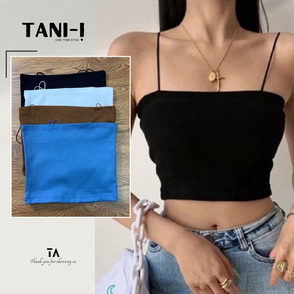 • 𝐓𝐀𝐍𝐈-𝐈 • Áo 2 dây chất thun co giãn tông màu basic dễ phối đồ