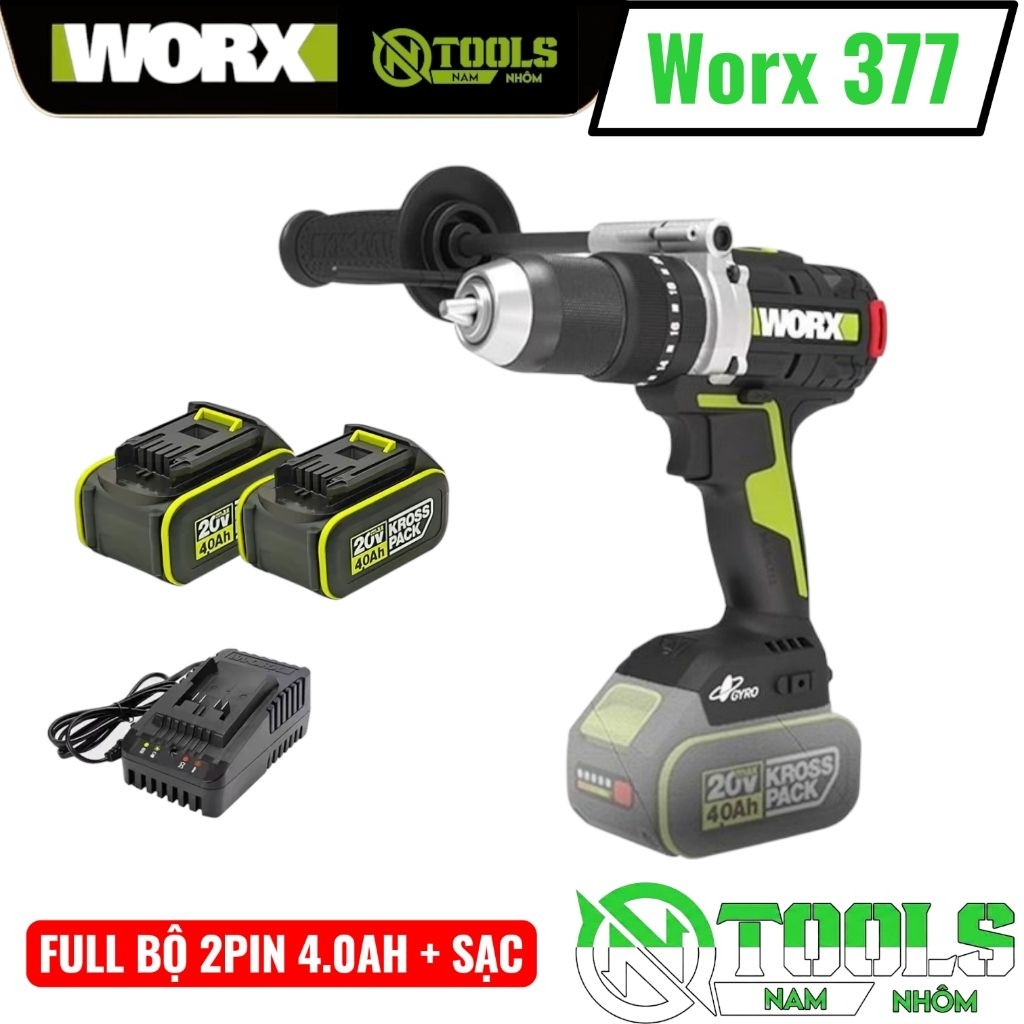 Máy khoan pin, máy rút lõi nhỏ gọn Anti Kickback Worx Green WU377