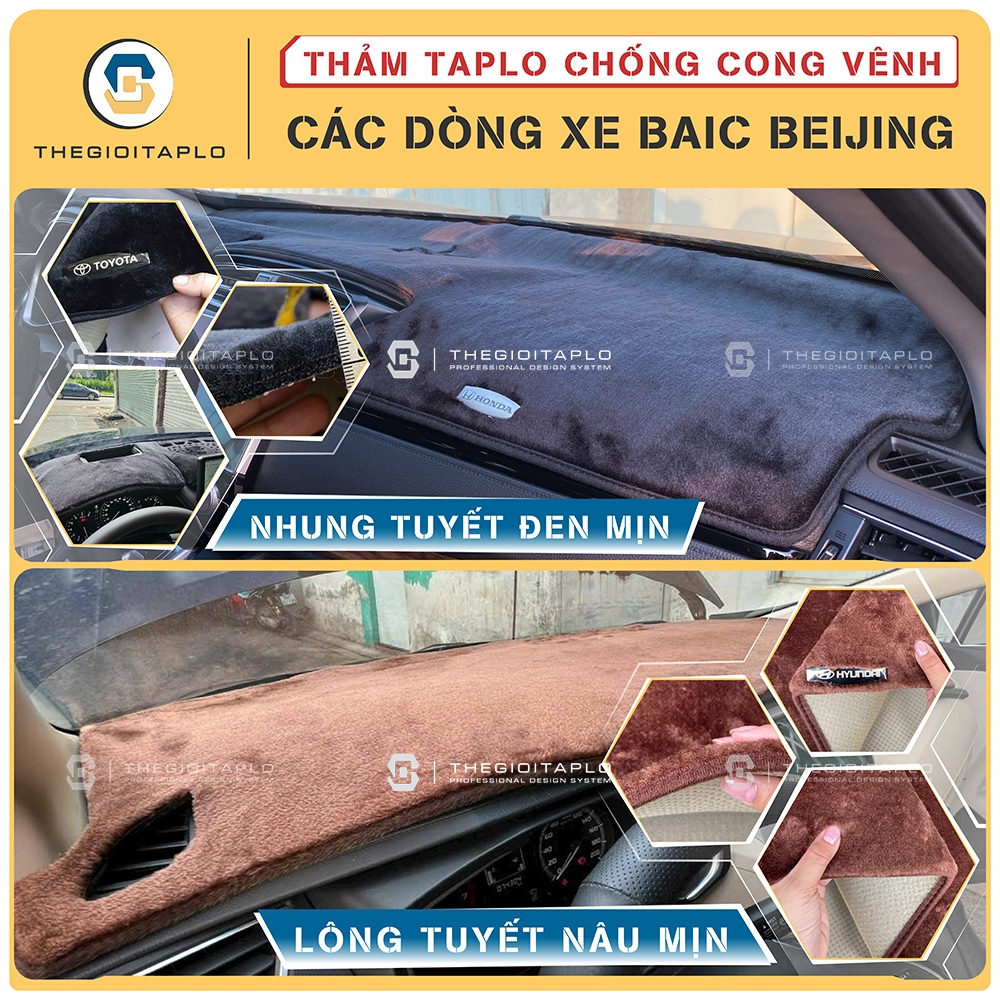(Beijing X7,Beijing X5 Plus) Thảm taplo ô tô BAIC BEIJING da nano Flare 3D,Nhung tuyết bóng 3 lớp ch