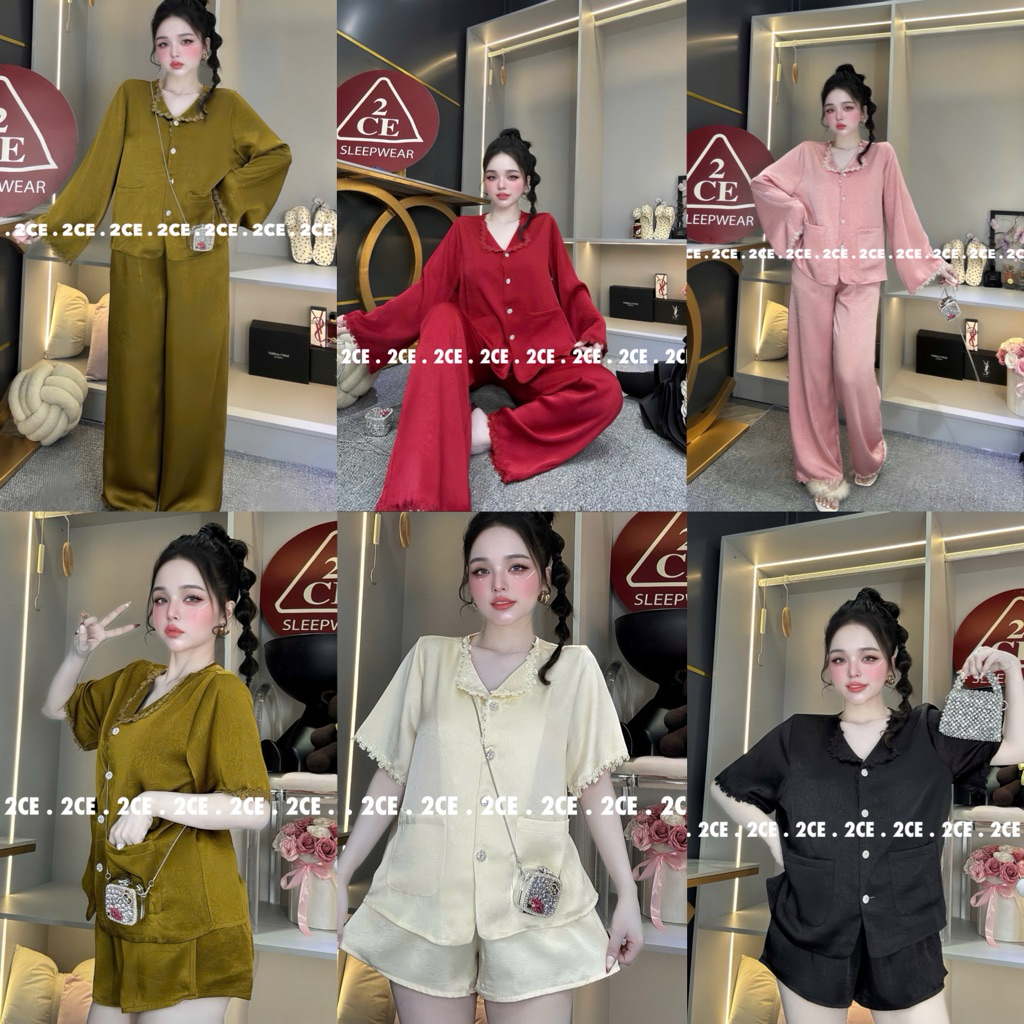 (M172) ĐỒ BỘ 2CE (40-63ky) Cổ V Lụa Hàn Vải mềm mát lạnh, may kỹ