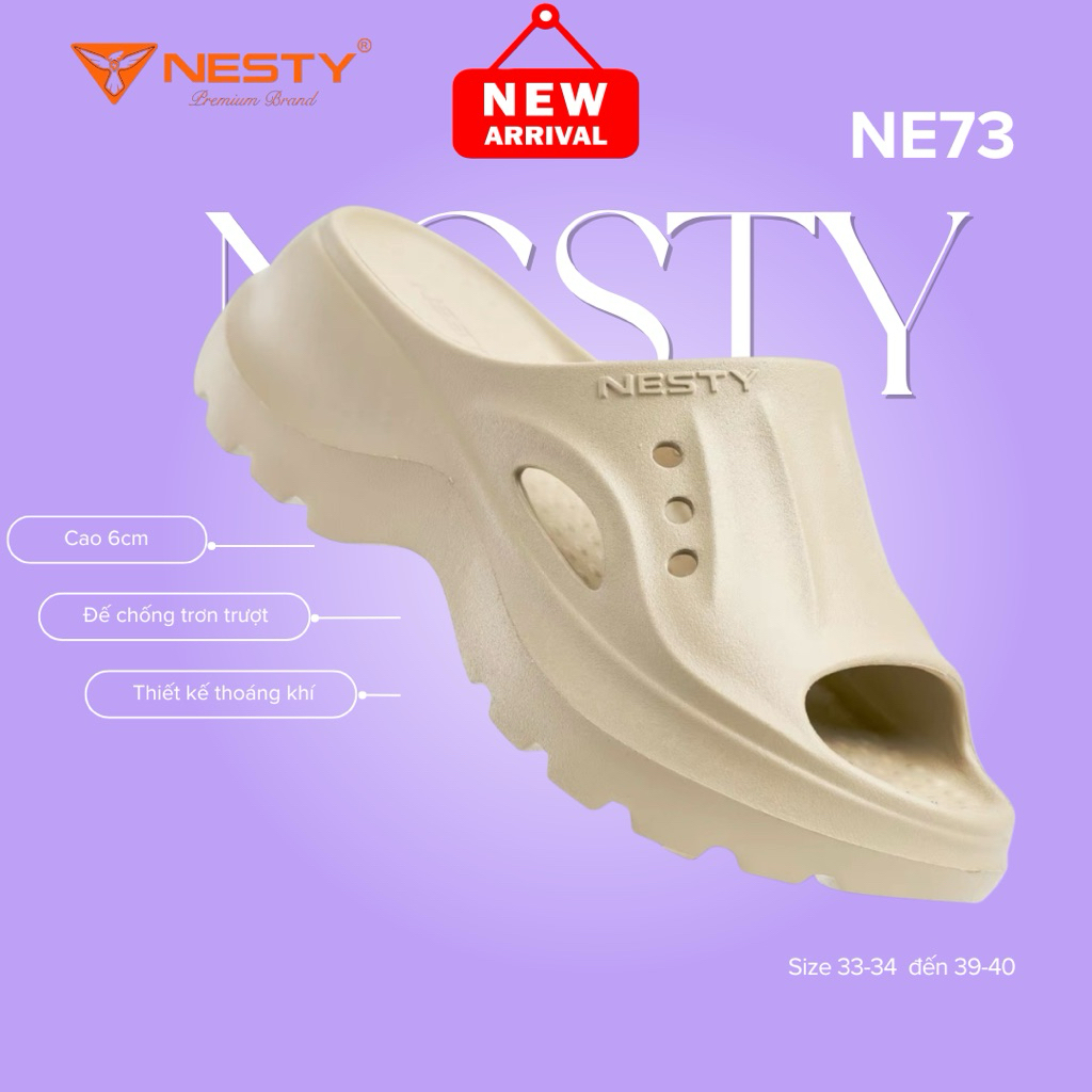 [NE73 -Sản Phẩm Mới ] Dép Sục Hở Mũi Nesty Cao 7cm – Đúc Nguyên Khối, Êm Nhẹ, Chống Trượt, Hottrend 