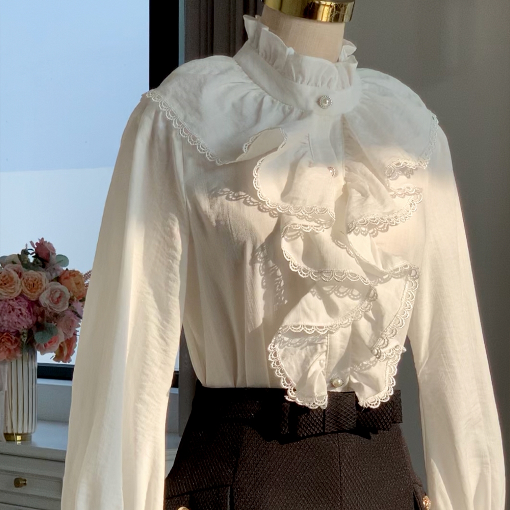 DARLING.ISM - Áo kiểu nữ tay dài phối ren tiểu thư Crystal Shirt | BigBuy360 - bigbuy360.vn