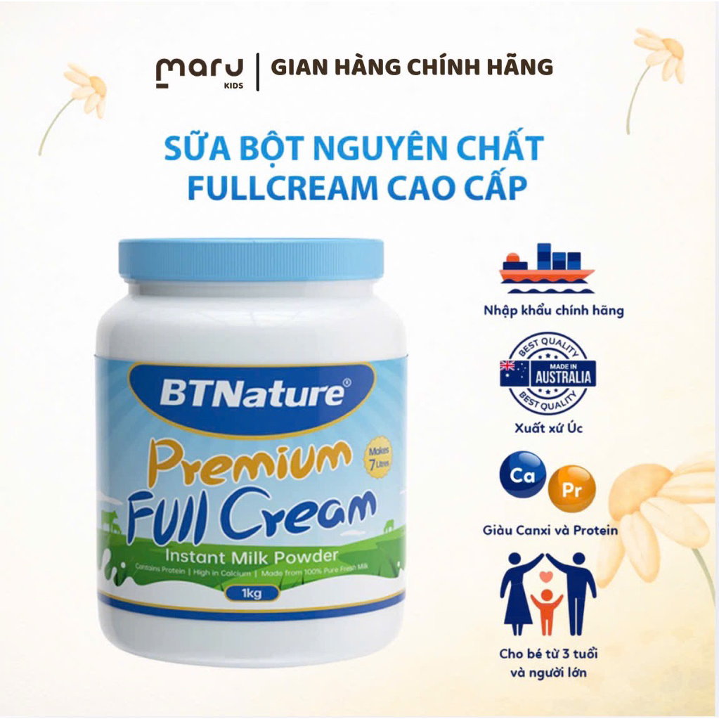 [FULL CREAM] Sữa bột nguyên kem BTNature Full Cream - bổ sung canxi protein