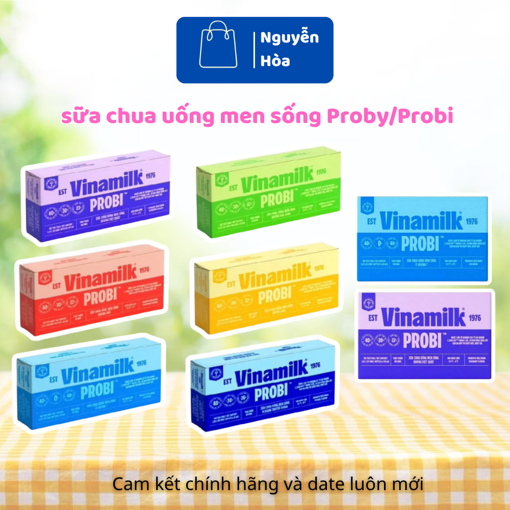 Sữa Chua Uống Men Sống Vinamilk Probi - Đủ Dung Tích 65ml / 130ml - Đủ Vị: Có Đường, Ít Đường, Dâu, 