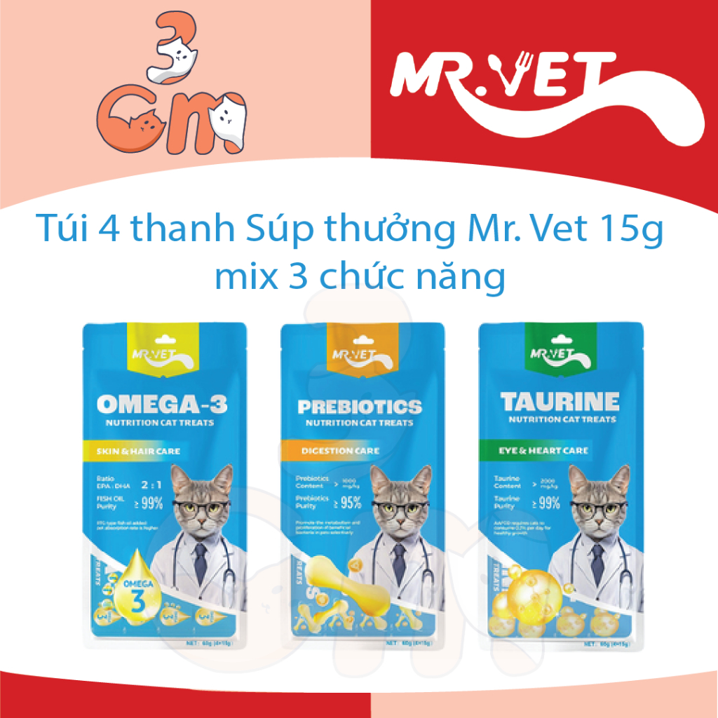 Túi 4 thanh Súp Thưởng Mr Vet/ Mr. Vet 15g eye & heard care/digestion care/ skin & hair care