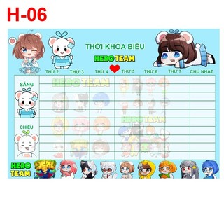 Thời khóa biểu Hero Team (mẫu như hình đăng)