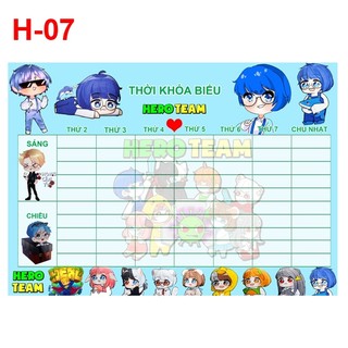 Thời khóa biểu Hero Team (mẫu như hình đăng)