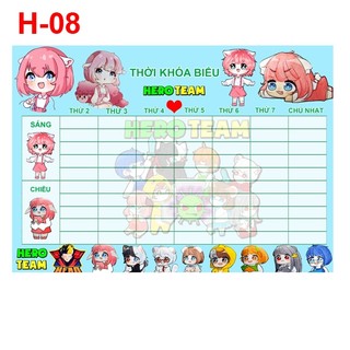 Thời khóa biểu Hero Team (mẫu như hình đăng)