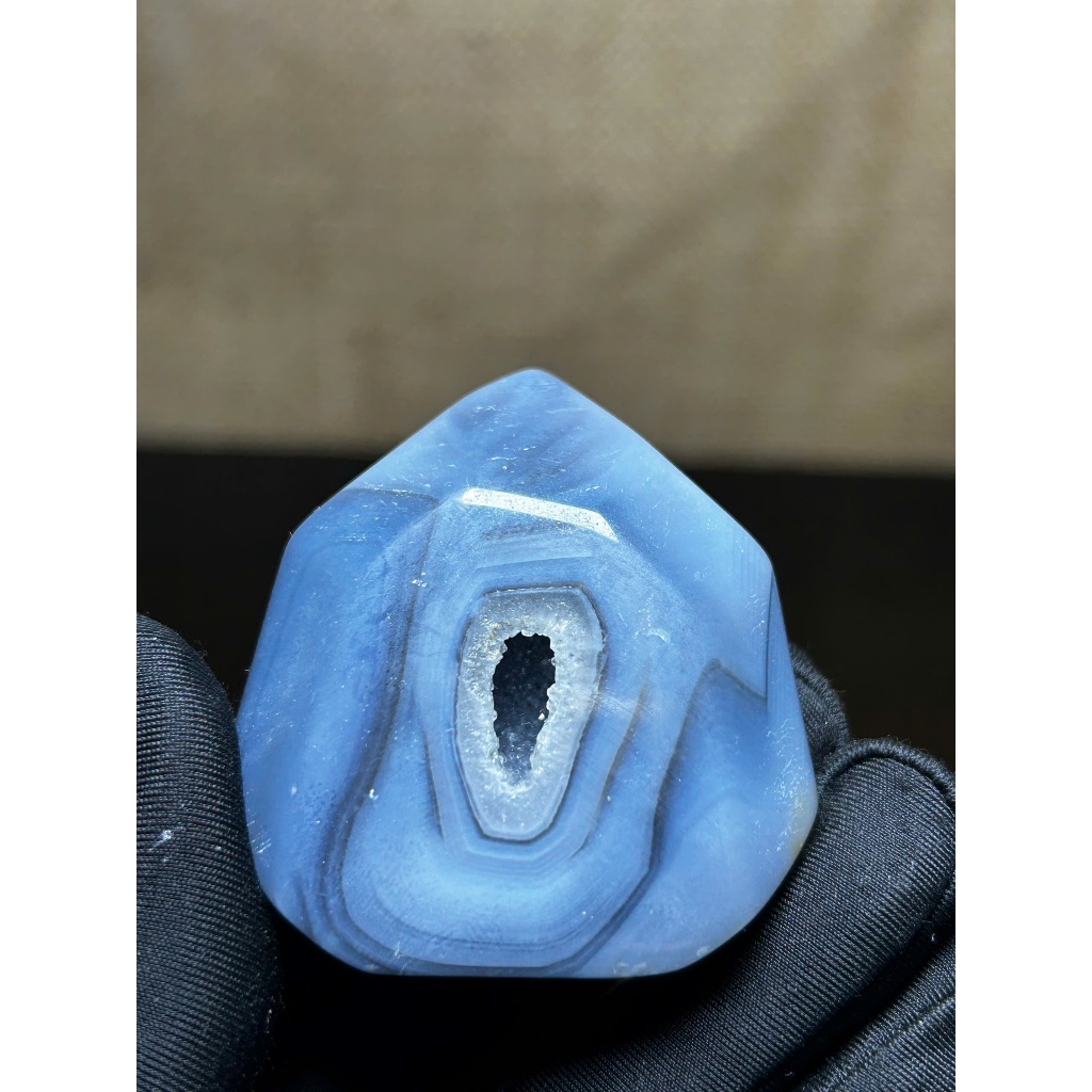 Sưu tầm hiếm, tháp Agate có hốc druzy lấp lánh, vân đá agate tự nhiên đẹp trưng bày sưu tầm phong th