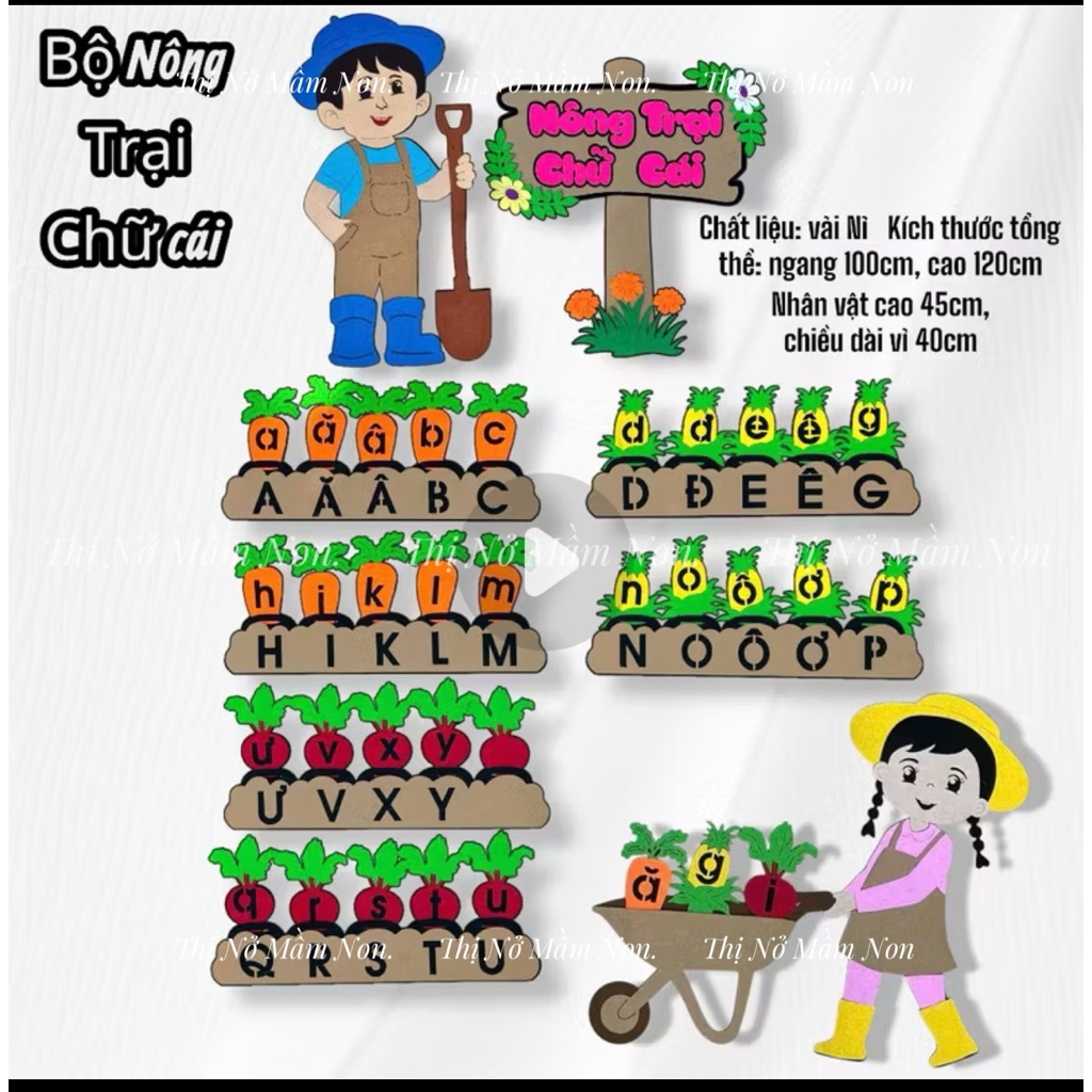 Steam - Nông trại chữ cái bé vui học chữ đồ dùng tự tạo tranh góc mầm non