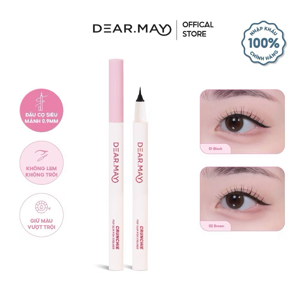Bút kẻ mắt nước thuần chay siêu mảnh chống nước, không lem DEARMAY Crunchie Pop Slim Pen