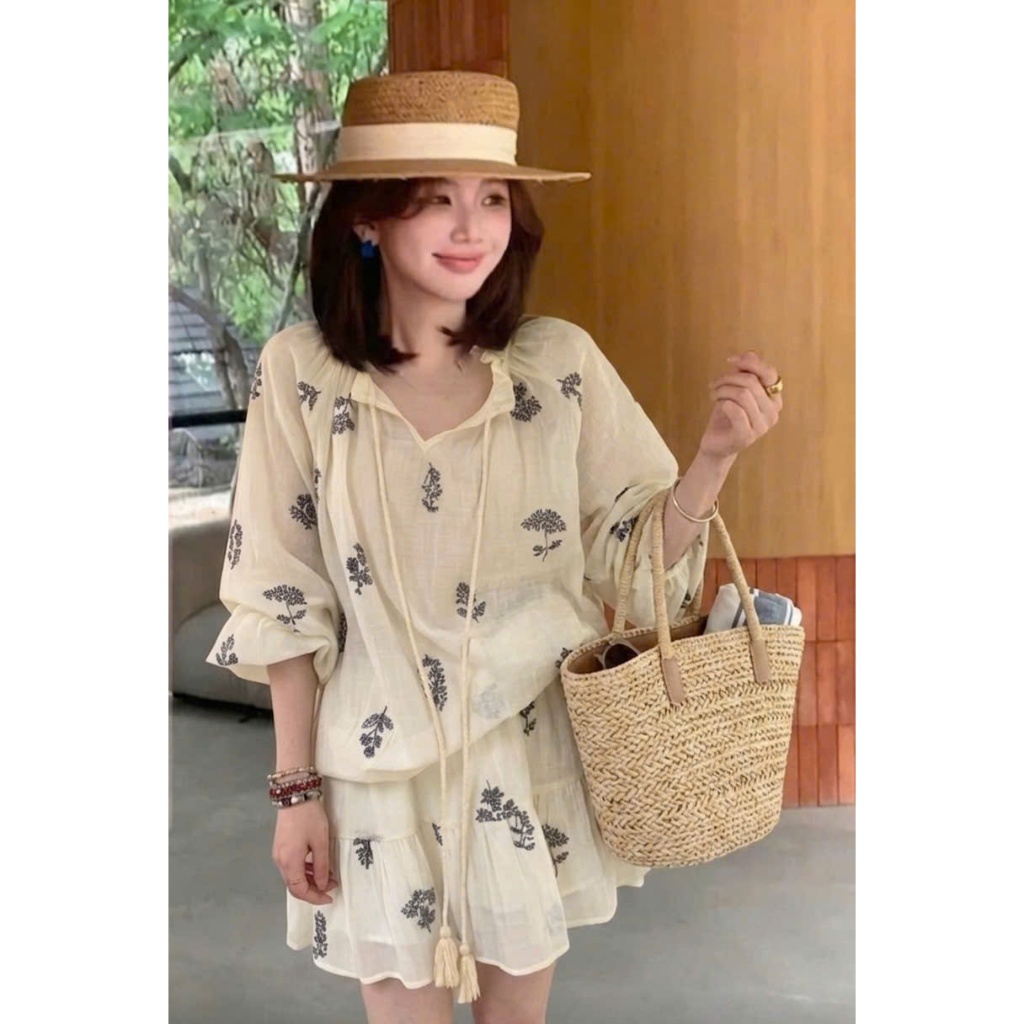 Set lụa in hoa đi chơi đi biển cực kỳ thoải mái có Bigsize L009
