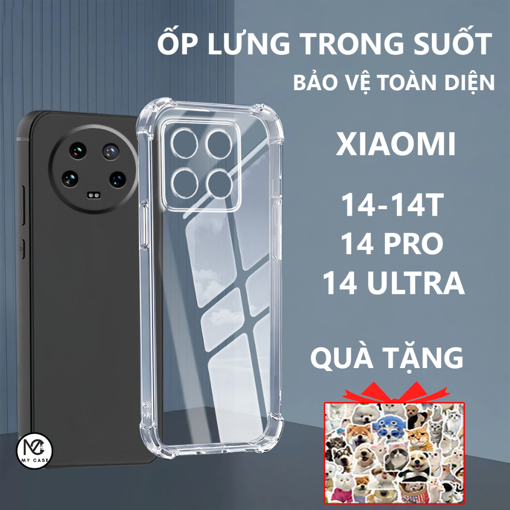Ốp lưng chống sốc Xiaomi 14/ 14T/ 14T Pro/ 14 Ultra trong suốt, silicon, bảo vệ camera-My Case