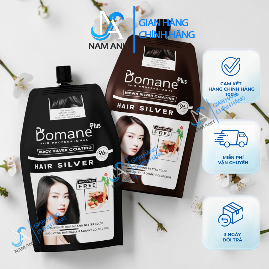 Nhuộm Phủ Bạc Nâu , Đen - Hàng Chính Hãng Bomane Plus